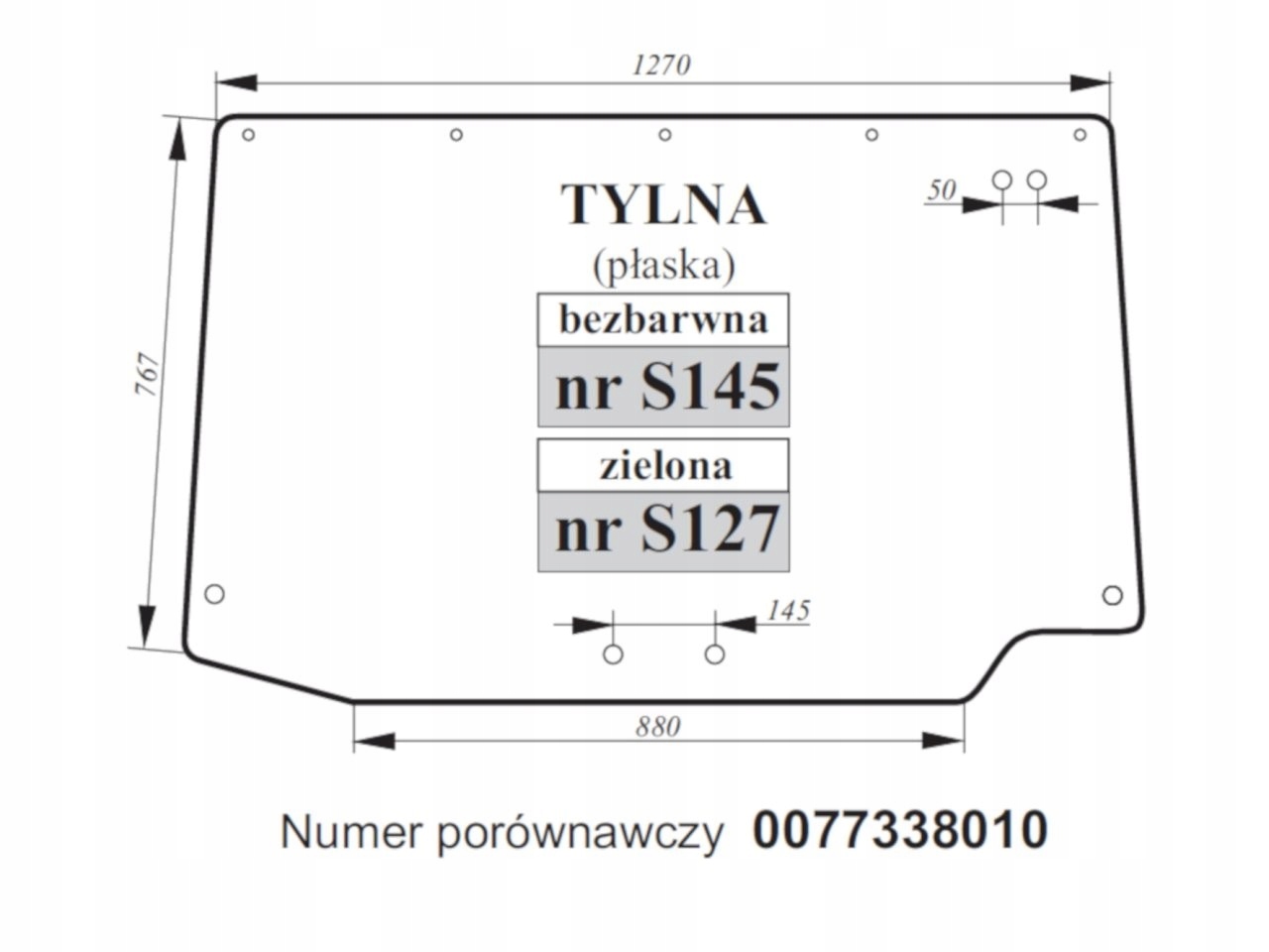 SZYBA TYLNA SAME ANTARES TITAN BEZBARWNA 007733801