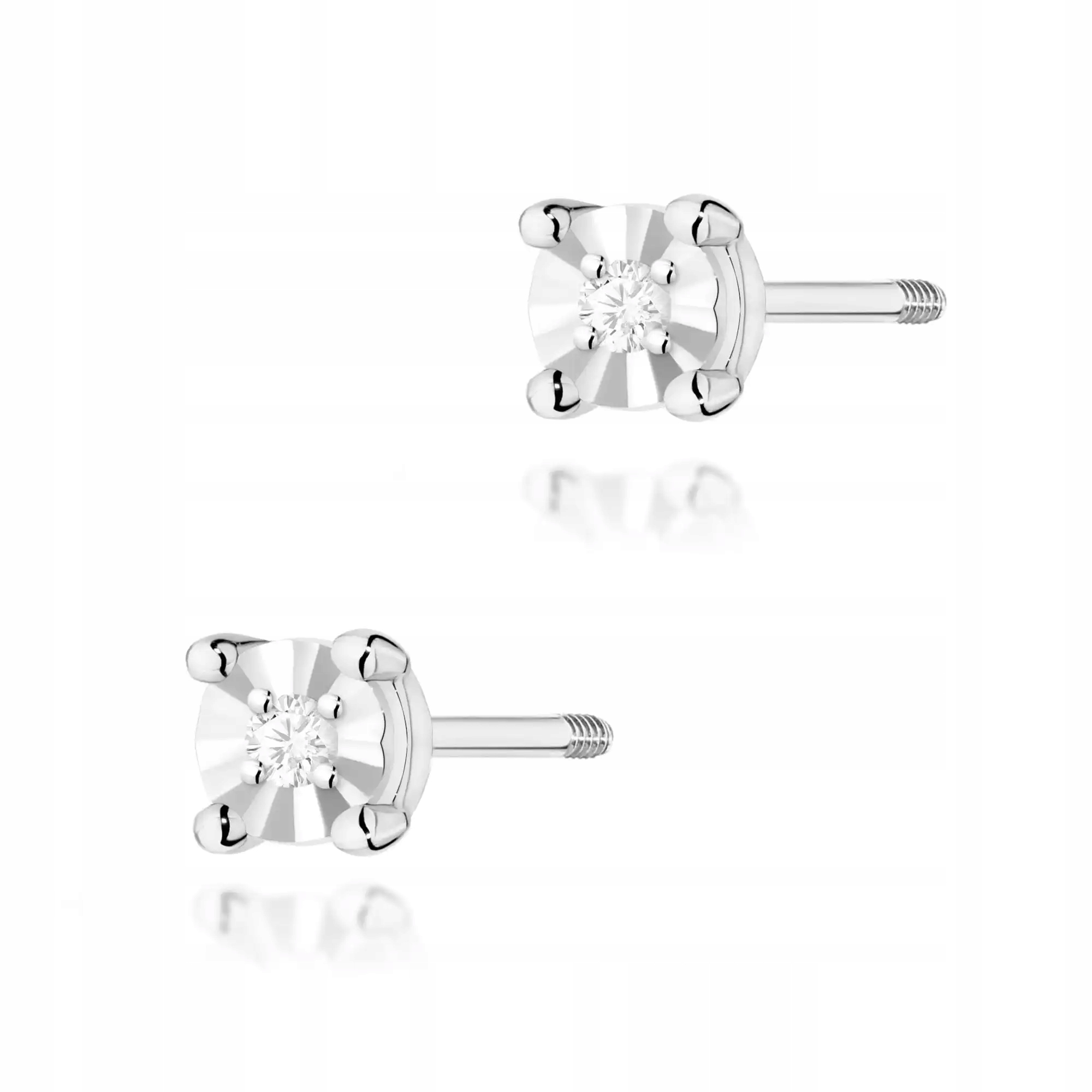 Dámské zlaté náušnice 585 s diamantem, bílé zlato, elegantní, efektní 14k