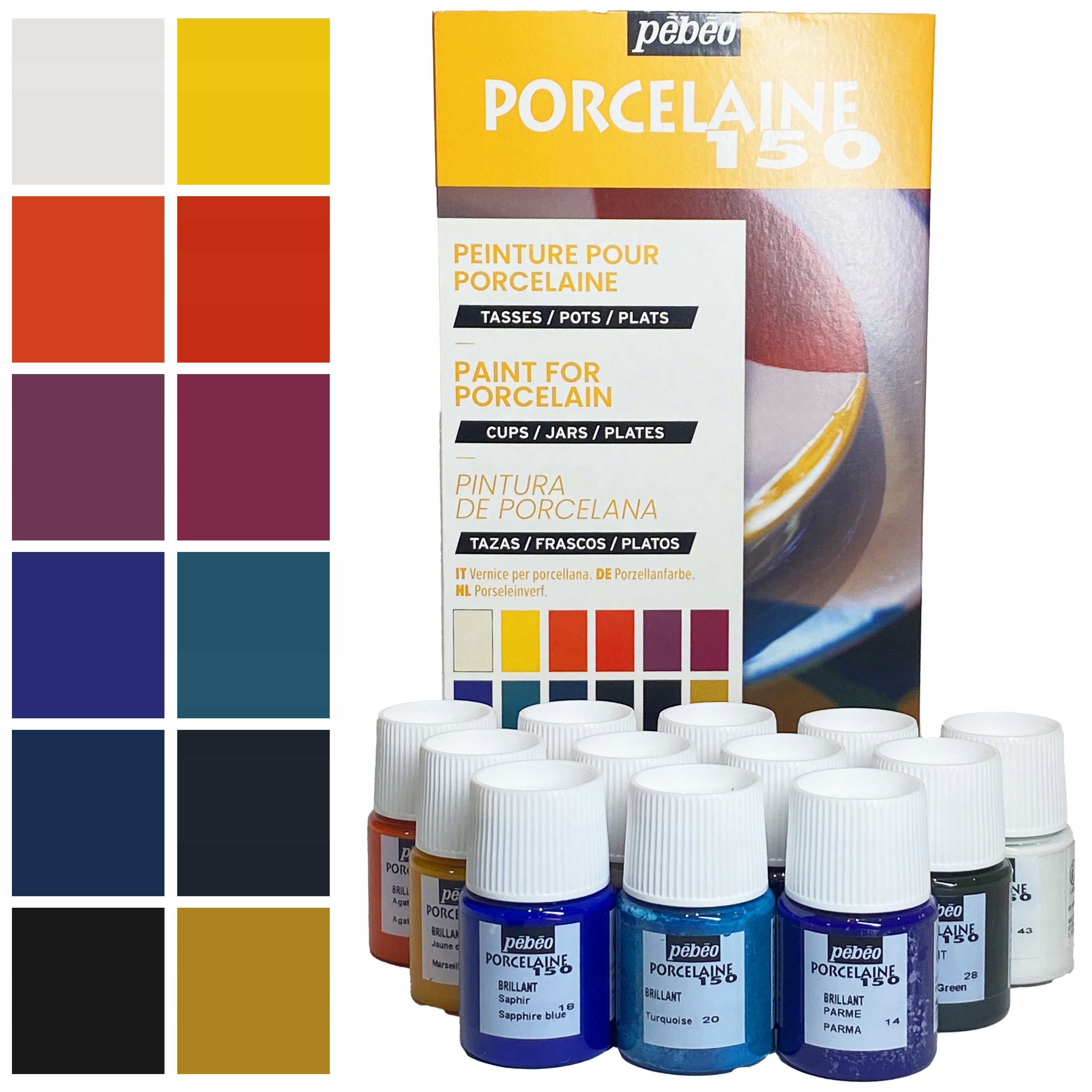 Sada barev na porcelán vypalovací sklo Pebeo 12x20ml dekorativní