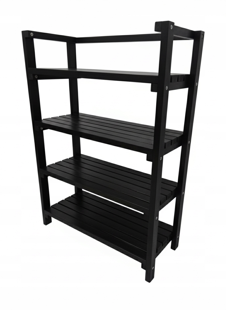 Drevený impregnovaný regál, pevný, borovicový a 86x35X120 cm, Heban