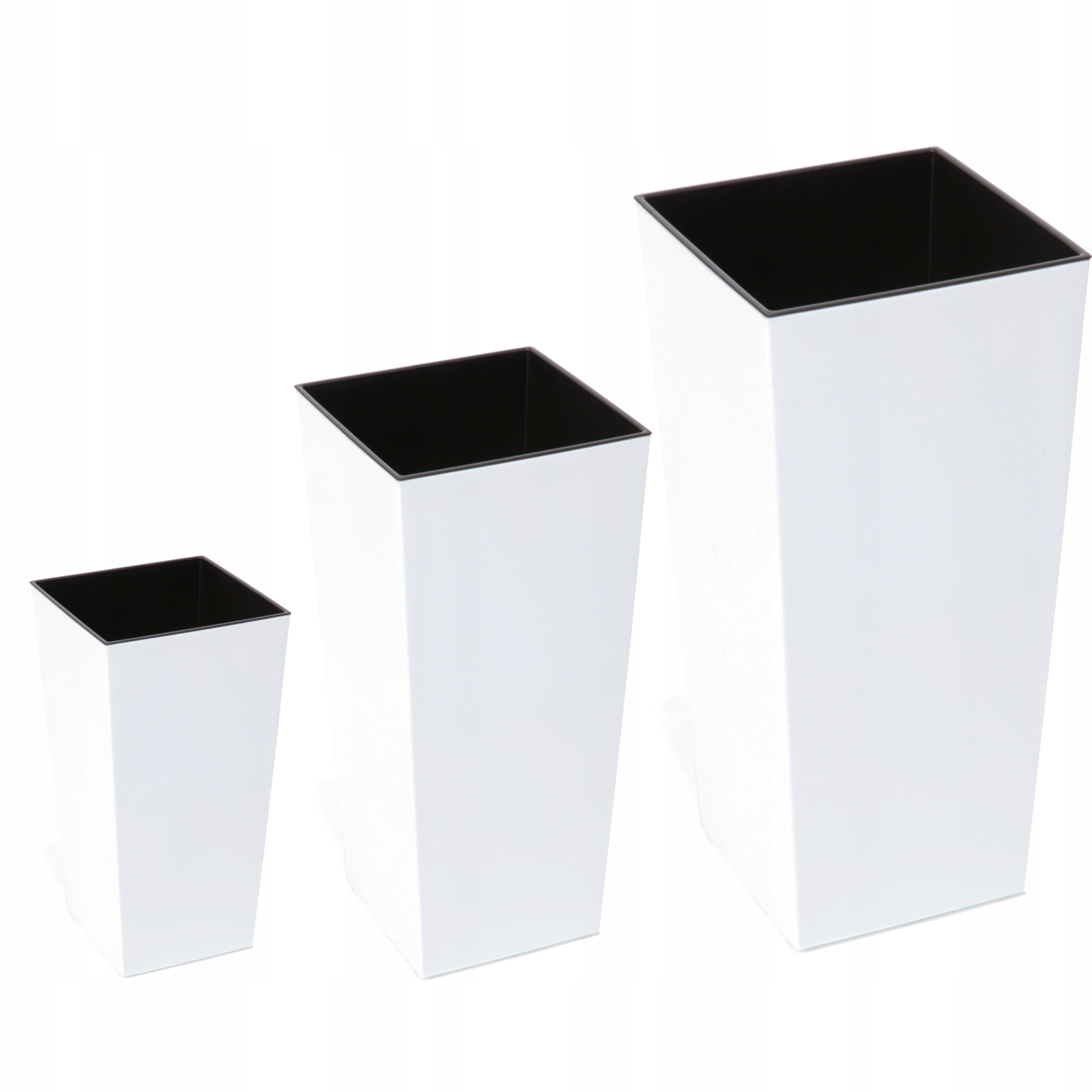 Komplet doniczki wysokie wkład 46 57 68 cm Biały
