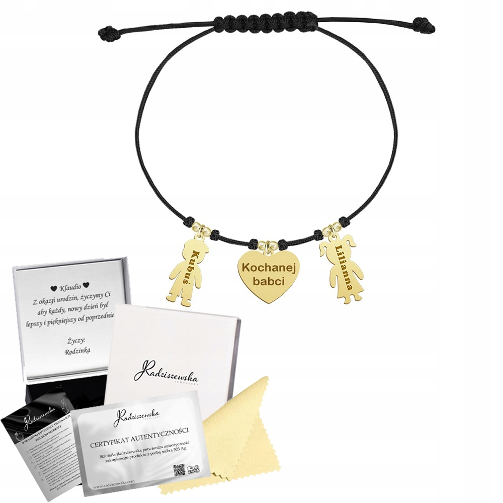 Zlatý náramek Jméno dítěte Dárek pro maminku babičku Stříbro 925 Gravírování