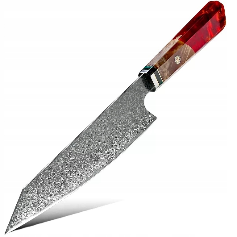 Damaškový kuchynský nôž Ku 20019 Chef/Červená/33,8cm KP-20019