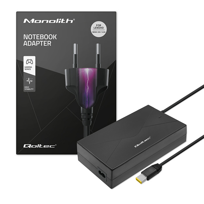 Napájecí adaptér Qoltec 180W pro notebook Lenovo 20V 9A s napájecím kabelem