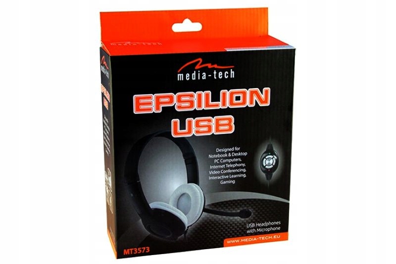 SŁUCHAWKI Z MIKROFONEM DO LAPTOPA KOMPUTERA NA USB Kolor dominujący czarny