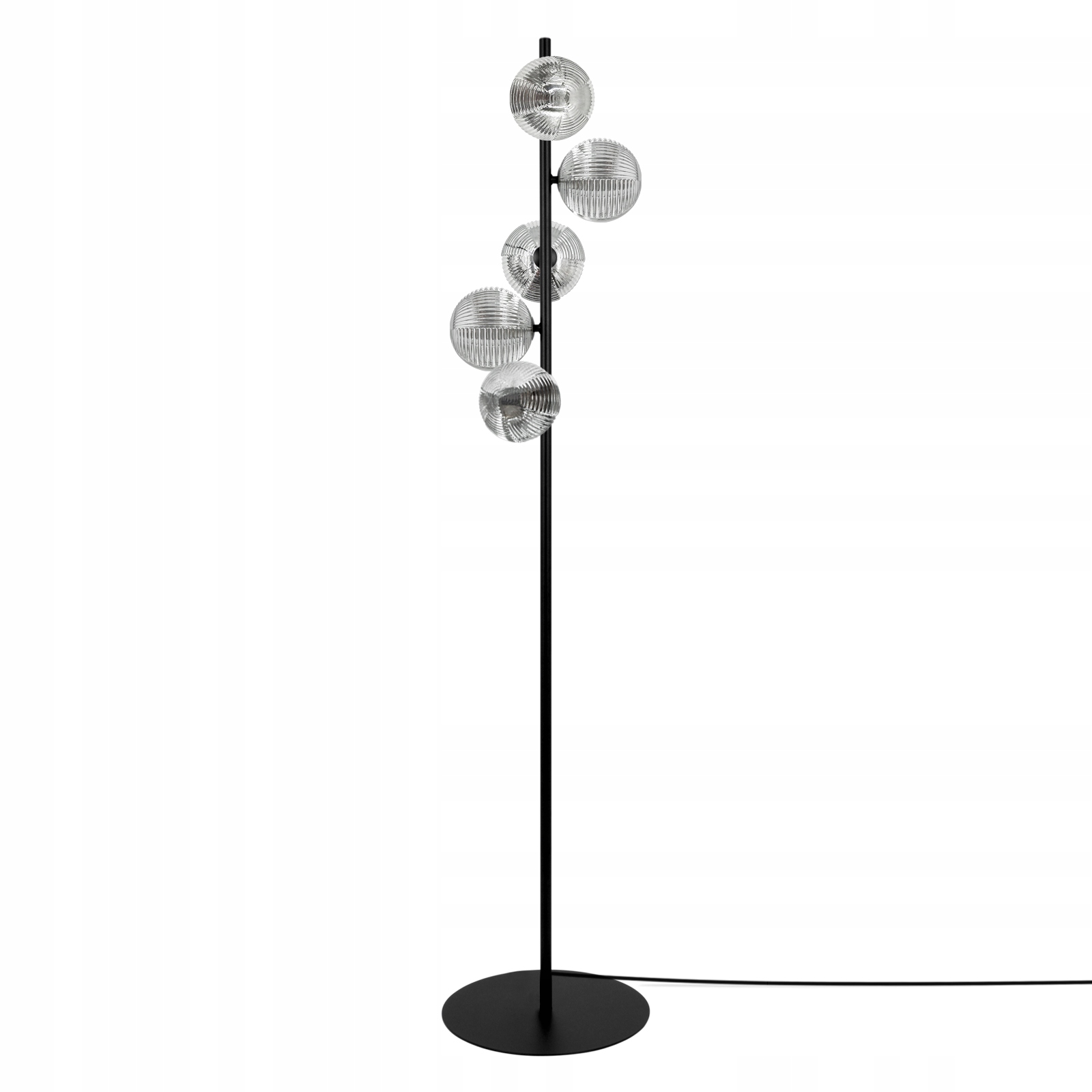 Lampa Podłogowa Szklane Ryflowane Klosze Grafit Nowoczesna do salonu pokoju