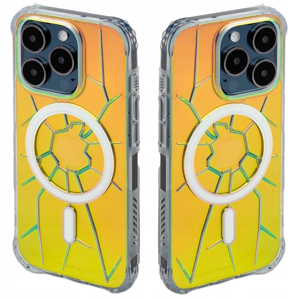 Etui silikonowe MagSafe Kingxbar Pqy Crack Series do iPhone 15 Pro hologr