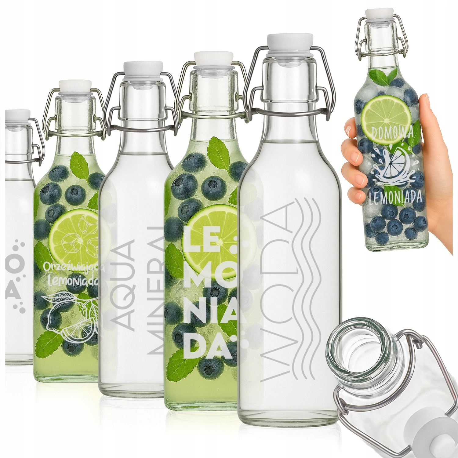 10 x Láhev s klipem na džusy likéry s limonádou a vodou Grawer 1000 ml