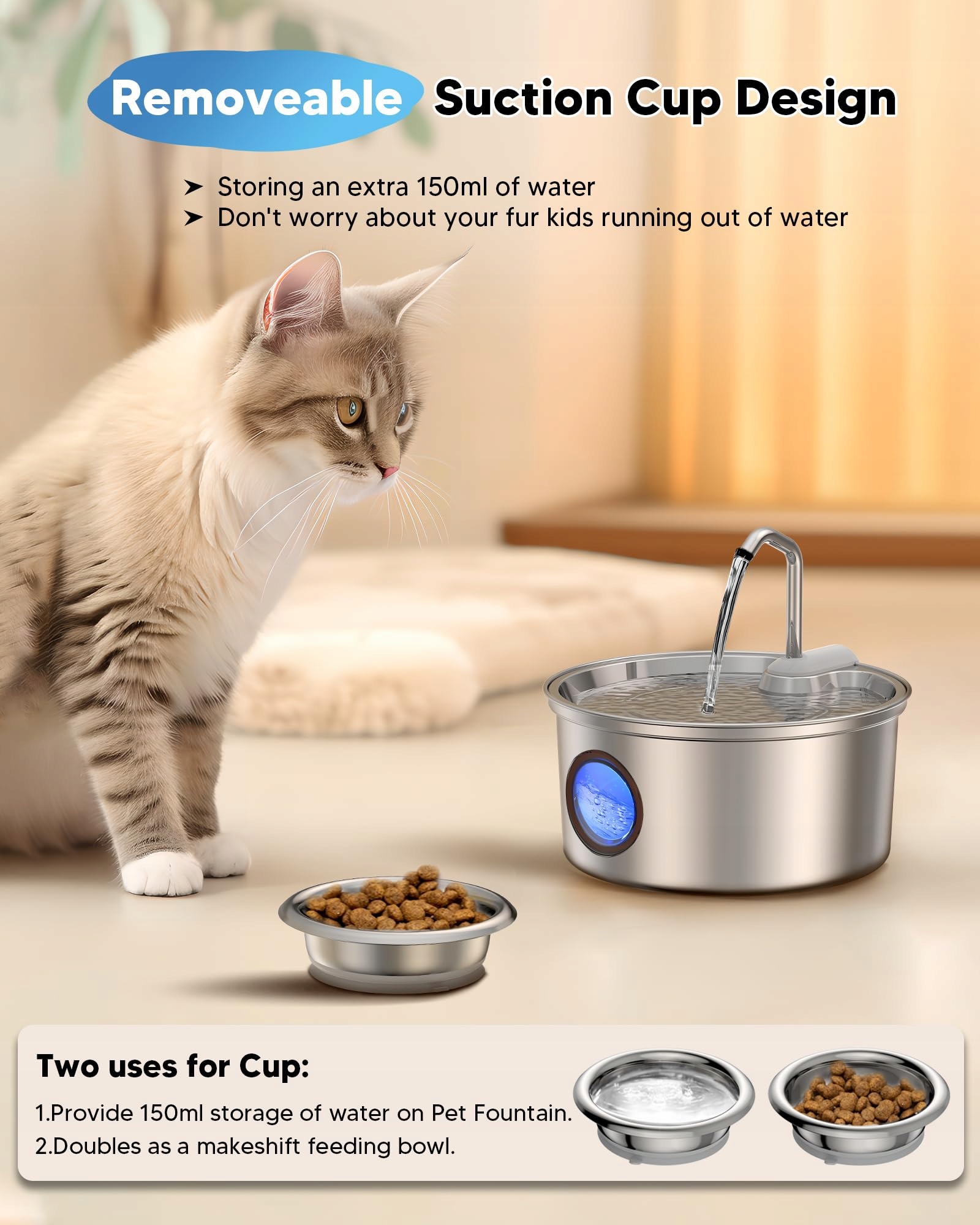 KITTYspout Fontanna Dla Kotów 32L Stal Nierdzewna Cicha Z Filtrami — miniatura 3