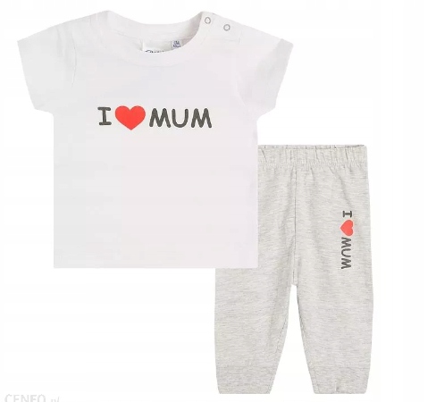 

I Love Mum komplet T-shirt + spodnie roz 80 cm