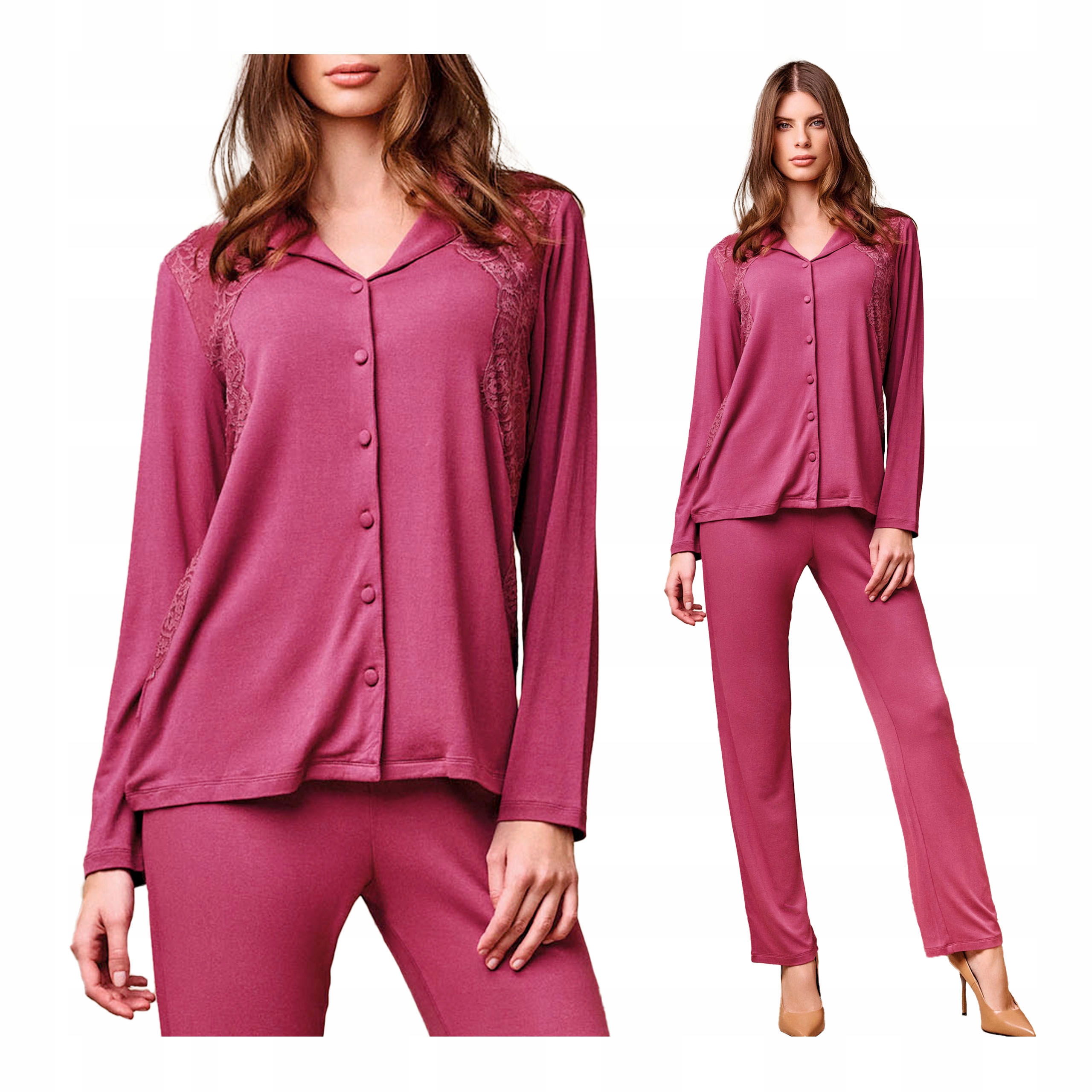 Dámské dvoudílné rozepínací pyžamo s dlouhými kalhotami na zimu Lormar L