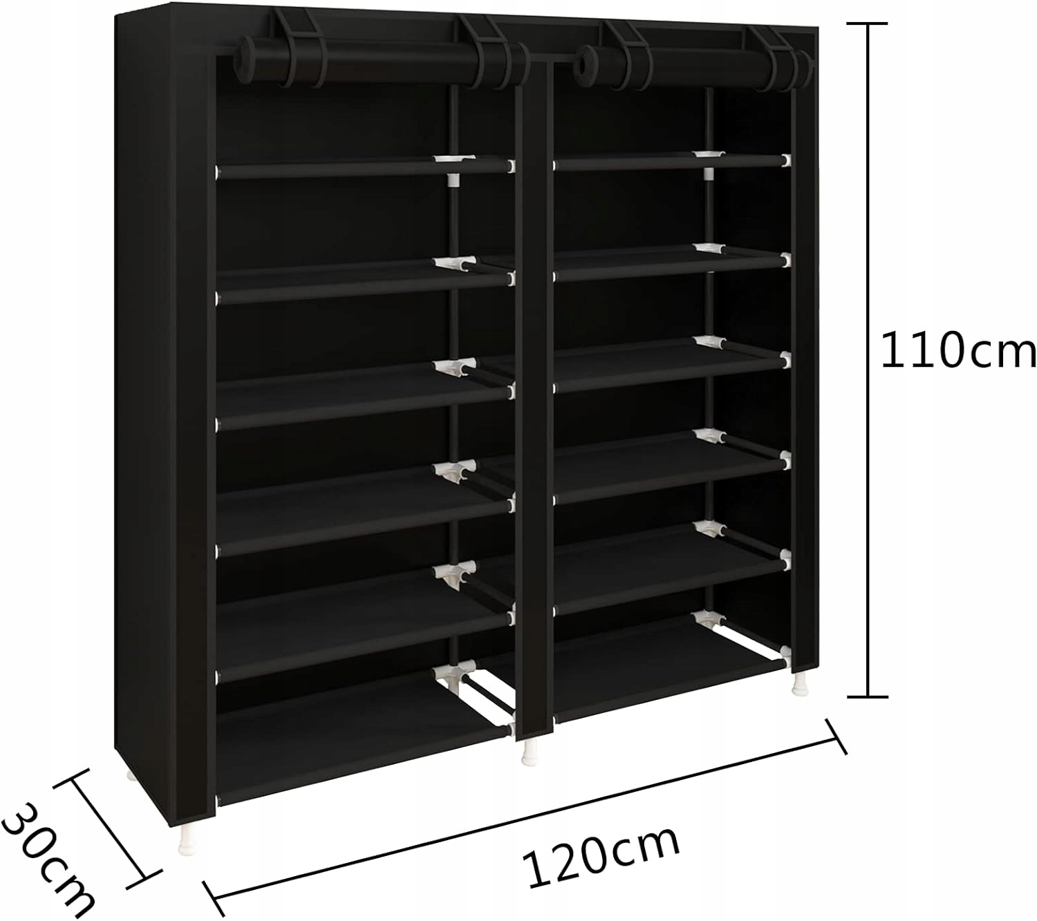 Szafka na buty Udear 120 x 110 x 30cm regał do przechowywania 36 par czarny Marka Udear
