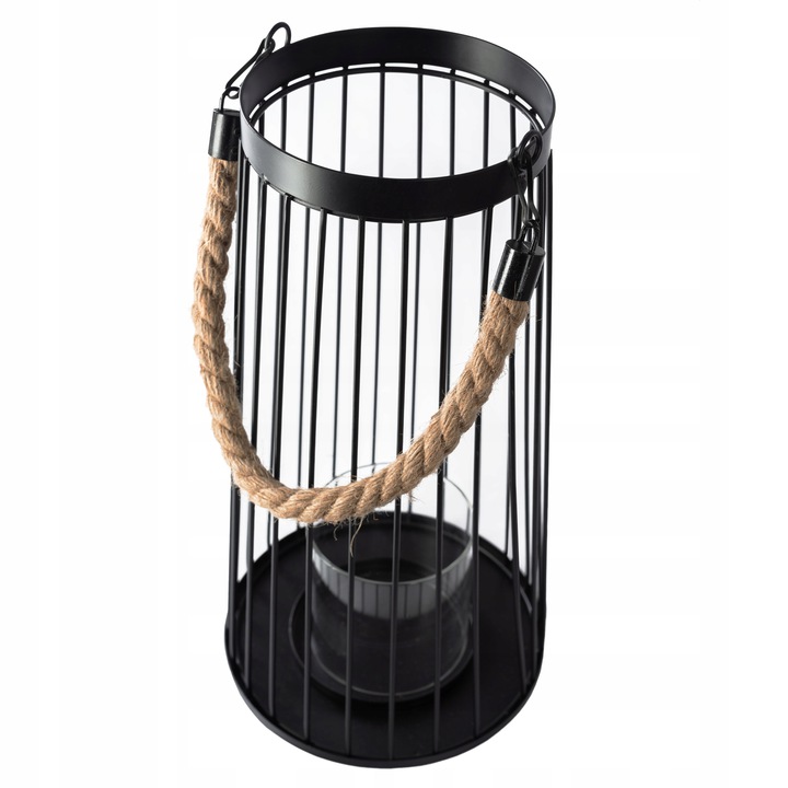 LAMPION ŚWIECZNIK SZKLANY METALOWY CZARNY LOFT Kod producenta KLLT2015