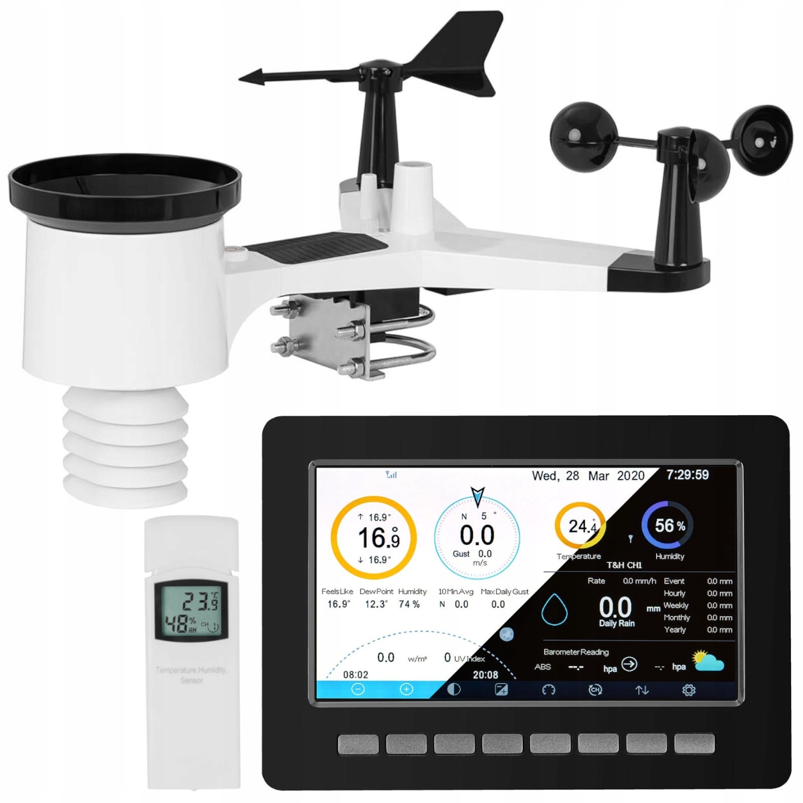 Bezdrôtová solárna meteorologická stanica 7v1 LCD WiFi 100 m