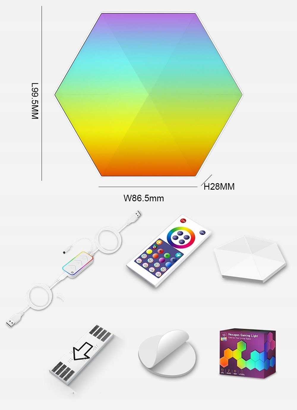 LAMPA LED ZESTAW 6 X PANEL HEKSAGON WIFI SMART TUYA RGB BIAŁY INTELIGENTNA Kod producenta LAM-12