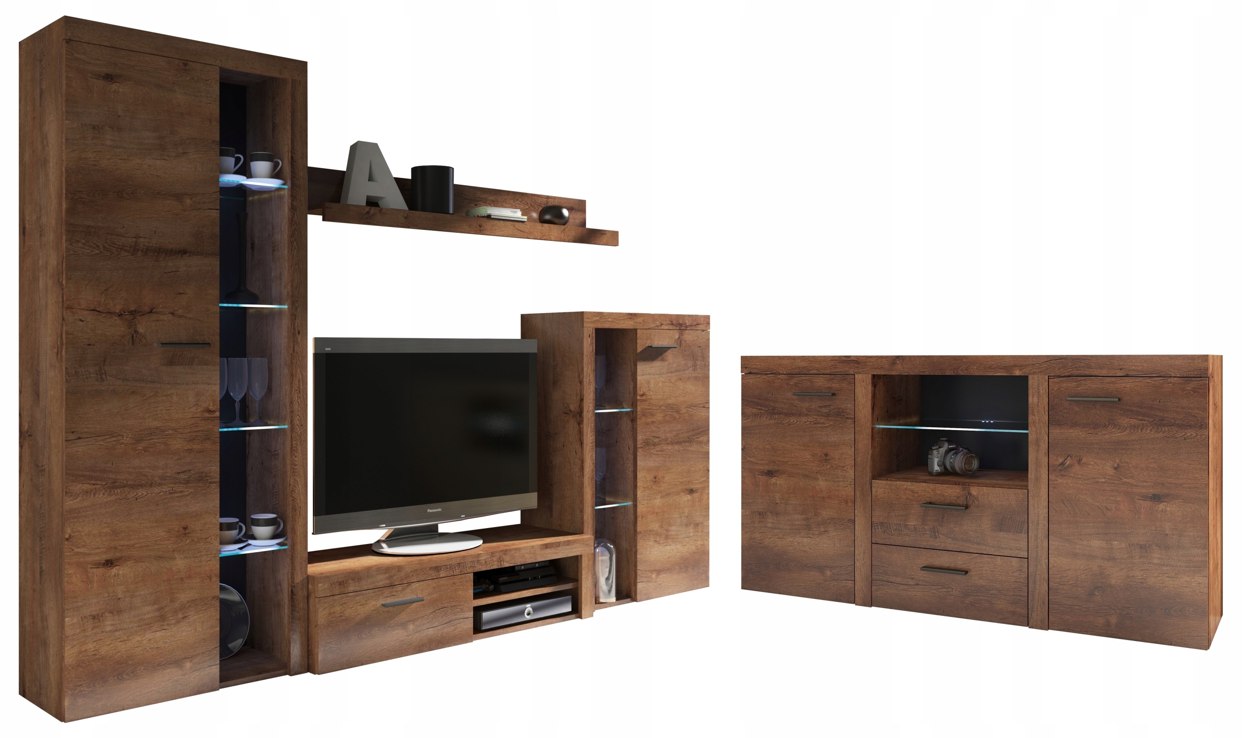 Meblościanka + KOMODA RUMI DĄB LEFKAS Wybór Koloru