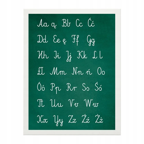 PLAKAT EDUKACYJNY pisany dla dziecka A3 ALFABET ZIELONA TABLICA