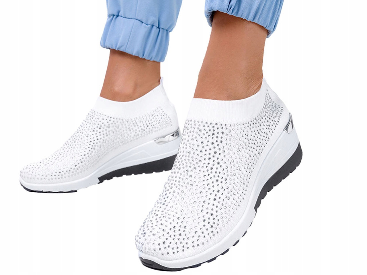 SNEAKERSY SLIP ON KOTURN CYRKONIE BUTY SPORTOWE 38 11903031870 - Allegro.pl