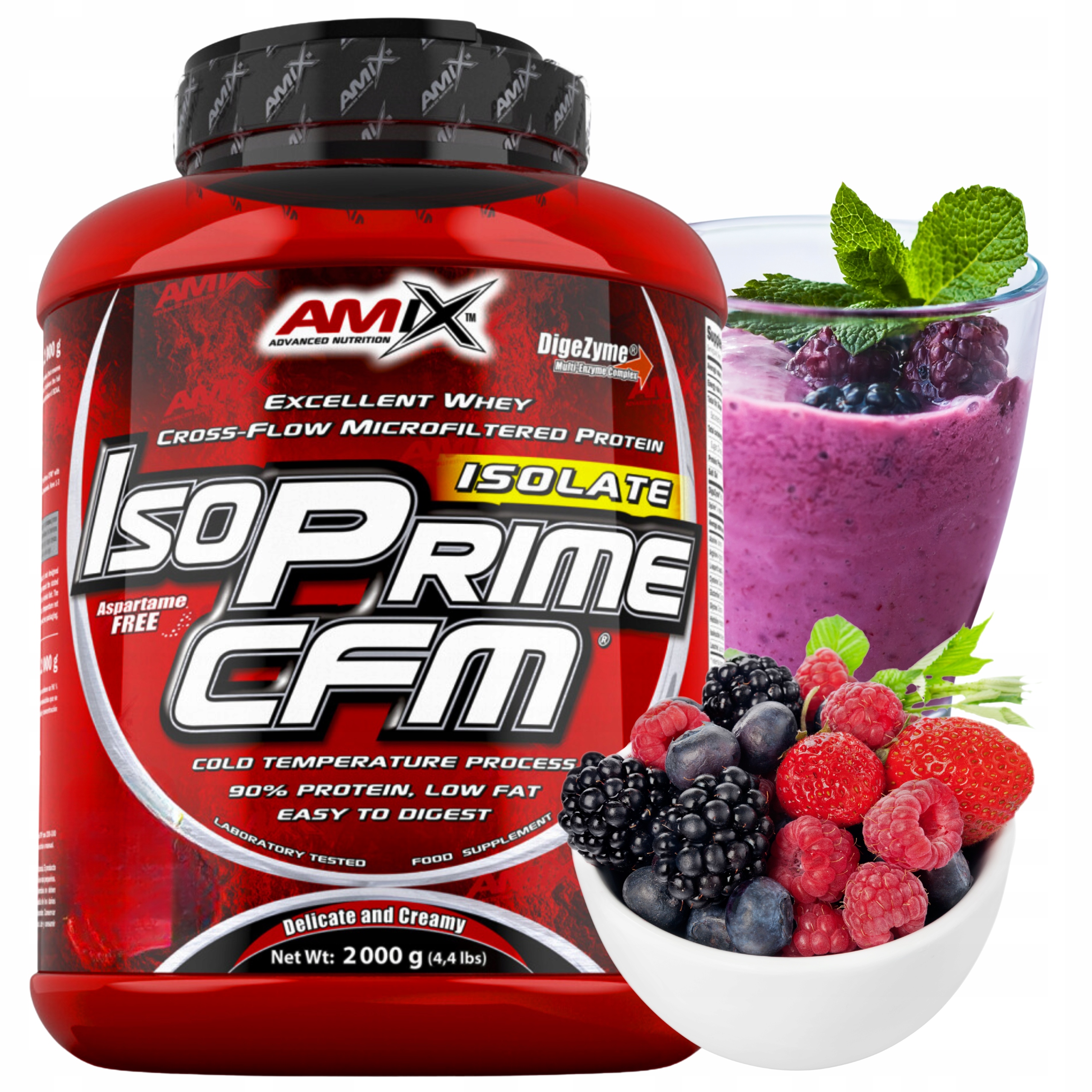 Protein Wpi 90 Protein Syrovátkový izolát Amix IsoPrime Cfm ovoce