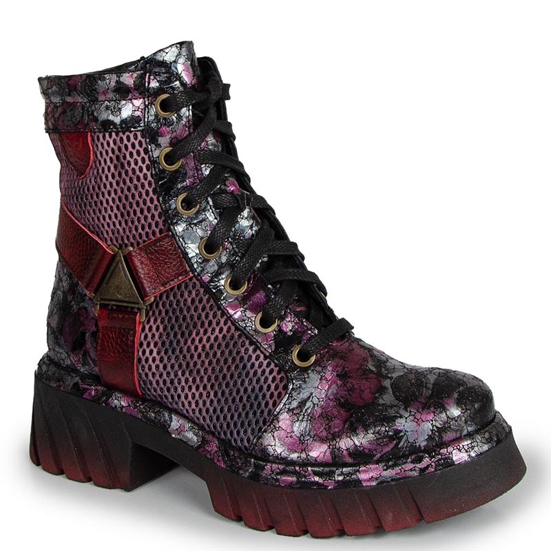 Maciejka 07072-23/00-8 Vínová Barva MIX Kožené Kotníkové Boty 36