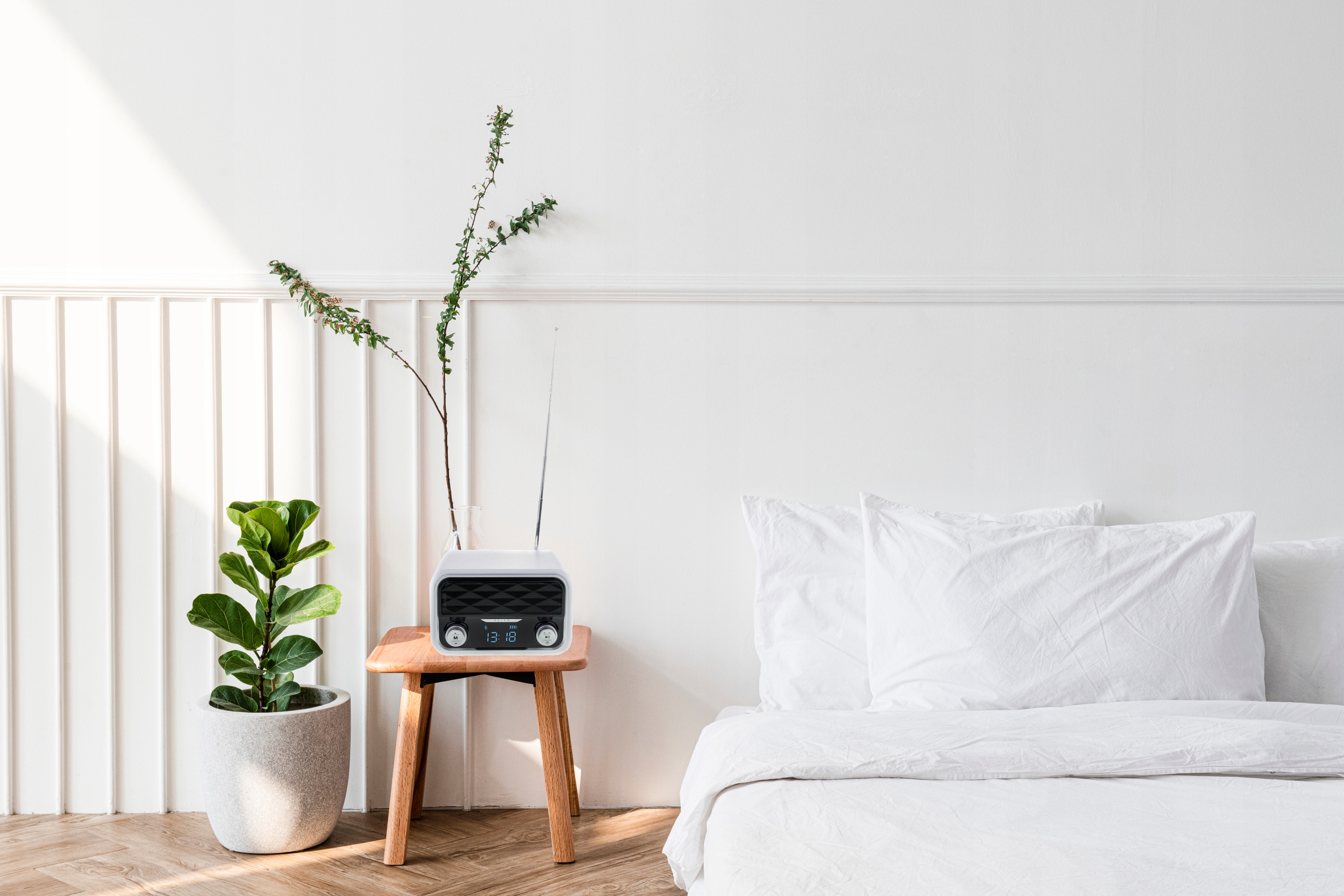 RADIO KUCHENNE RETRO PRZENOŚNE BLUETOOTH USB SD FM Szerokość produktu 20.3 cm