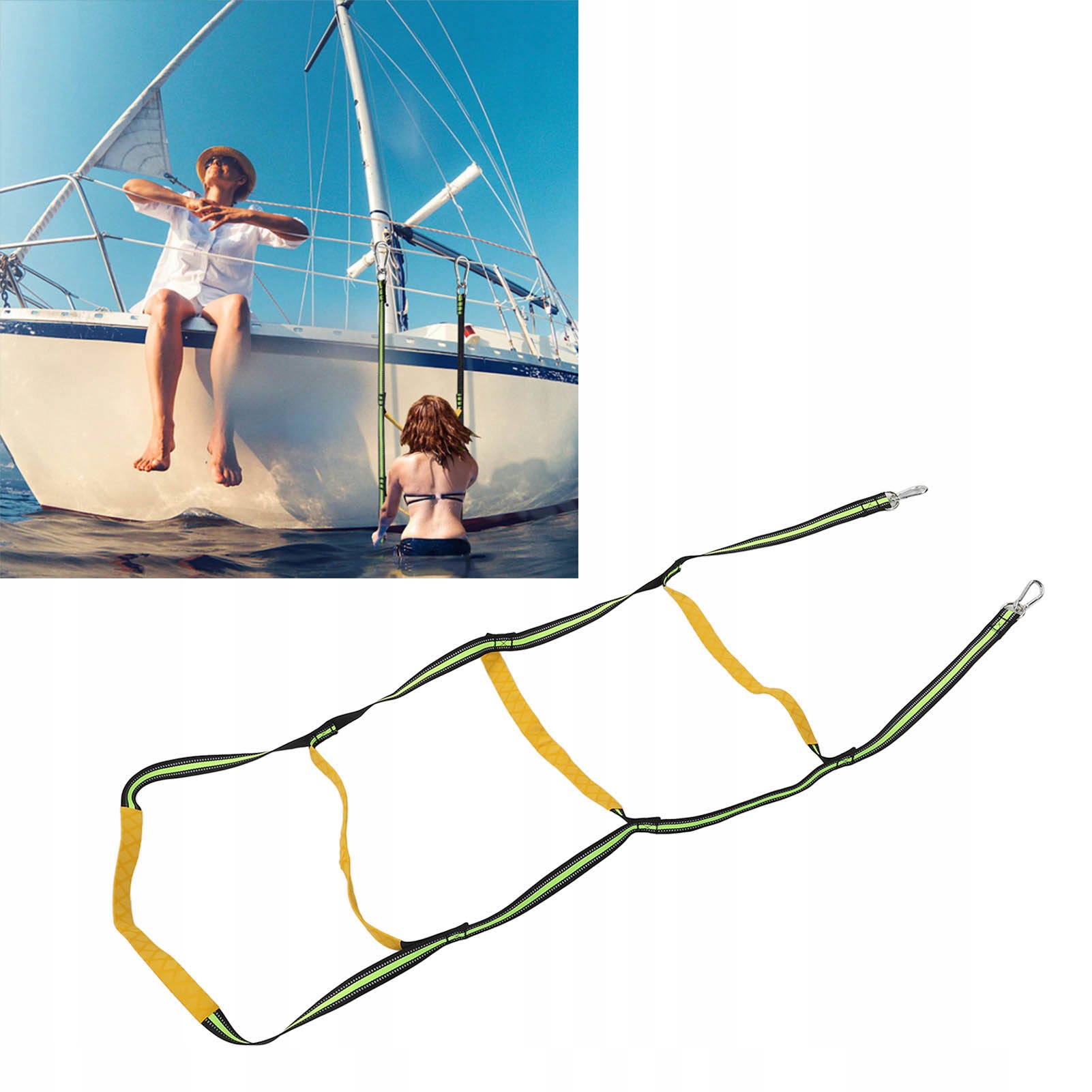 DRABINKA POKŁADOWA SKŁADANA 4-STOPNIOWA DO ŁODZI Wysokość robocza 1.24 m