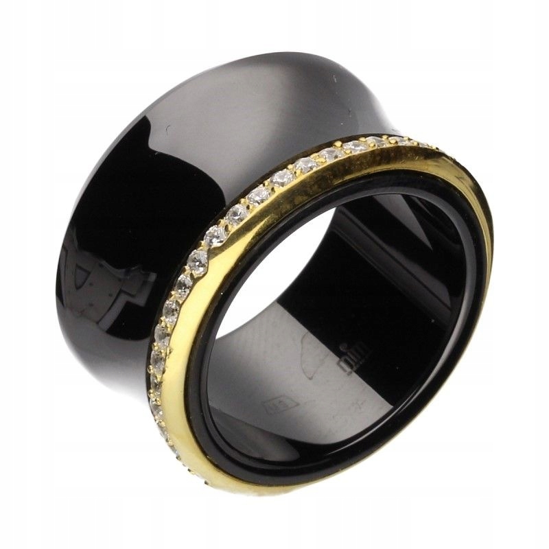 Prstýnek pro ženu ze stříbra 925 pozlacený keramický s zirkony r16