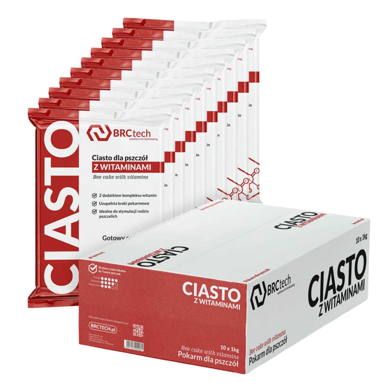 Ciasto Krmivo pro včely 1kg x 10 Vitamínové cukrové s vitamíny BRCtech