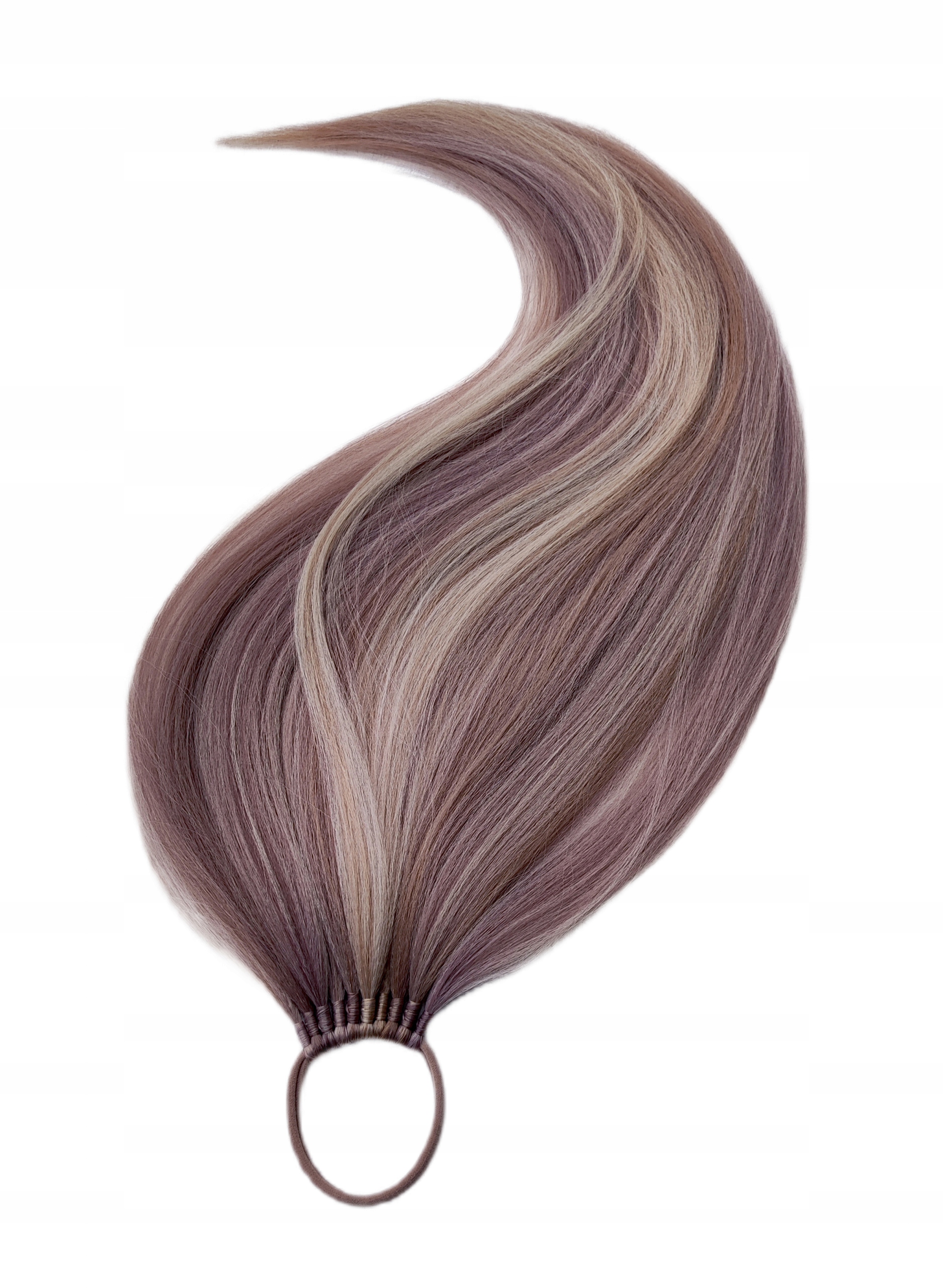 Připínací poník na gumičce, Příčesek, fialová blond, Vřesová Blondýnka, 80 cm