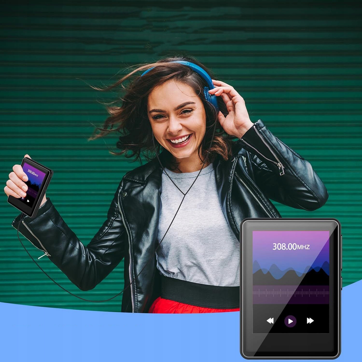 ODTWARZACZ MP3 MP4 BLUETOOTH Z SŁUCHAWKAMI ODTWARZACZ MUZYKI HIFI, RADIO FM Waga produktu 170 g