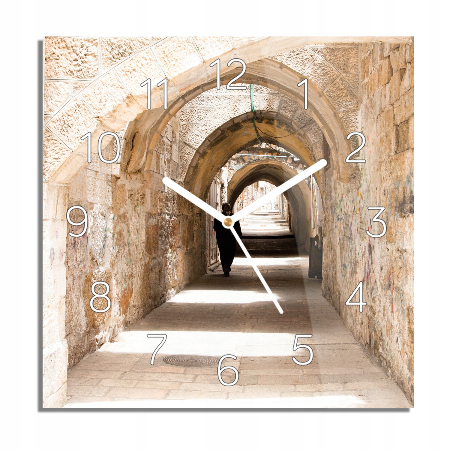

Tunel cegły mur zegar na szkle na ścianę 30x30