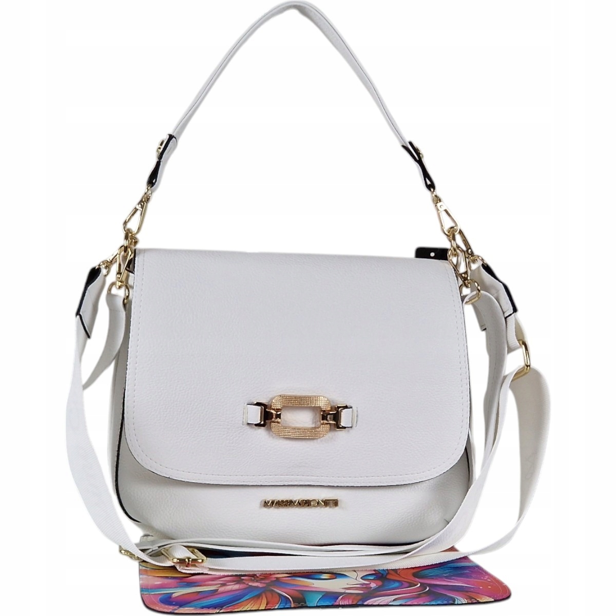 Massimo Contti kabelka přes rameno bílá eko kůže s vyměnitelnou klopou