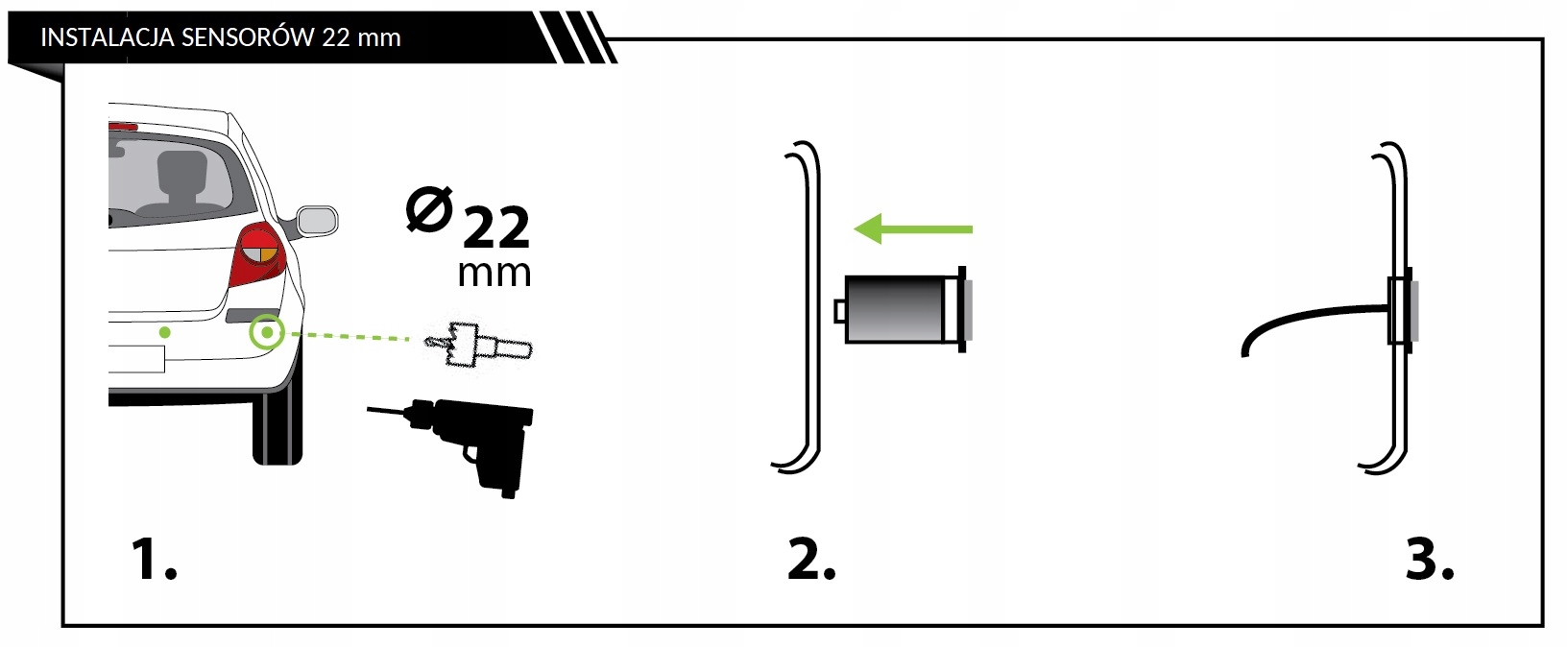 4x CZUJNIKI PARKOWANIA COFANIA PARKTRONIC LED LCD AF-089 22mm Liczba sensorów 4