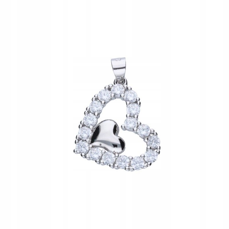 Ažurový přívěsek srdce, stříbro ryzosti 925, rhodiované zirkony, 18 x 21 mm, 2.71 g