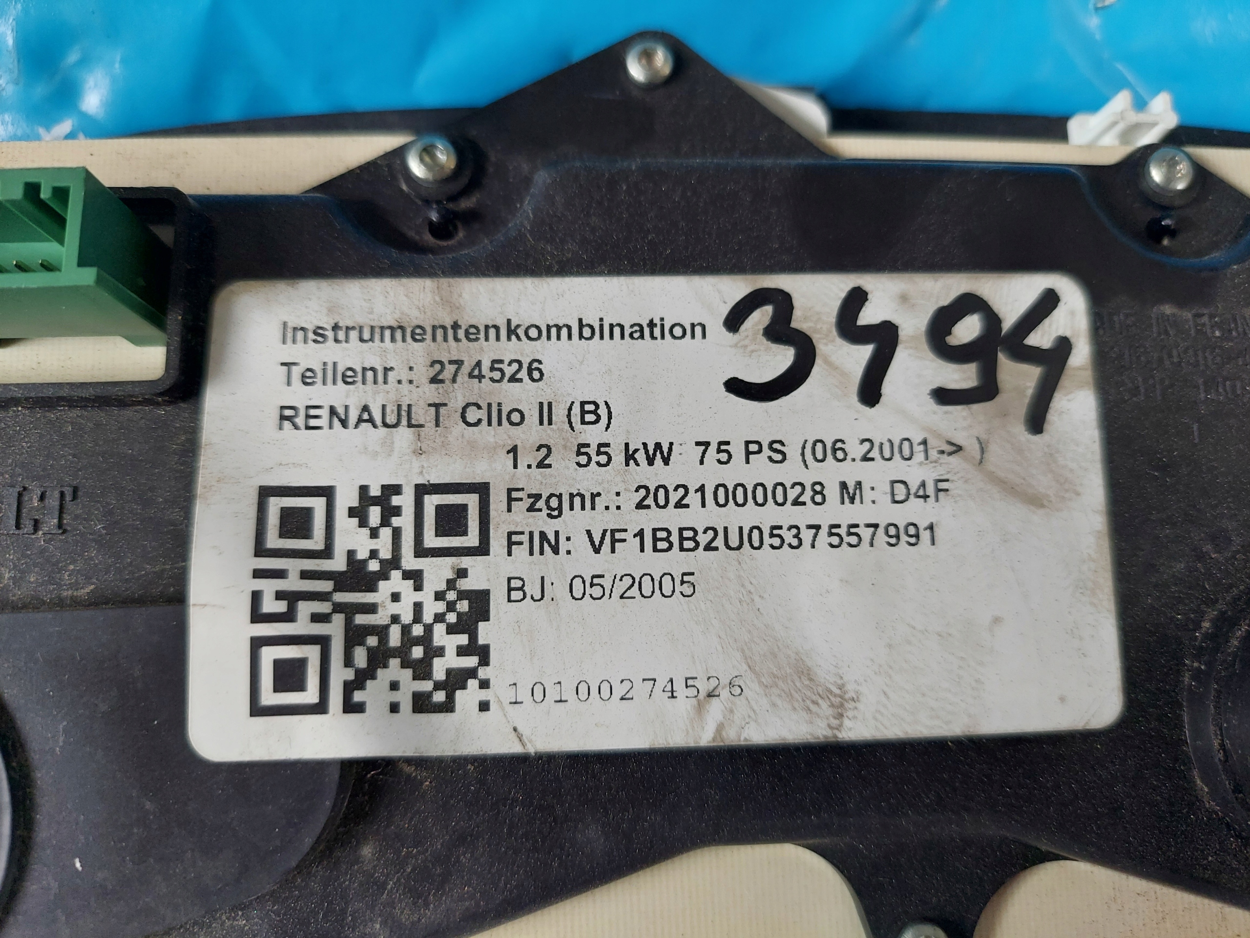 dials clock CLIO II 1.2 B P8200451342