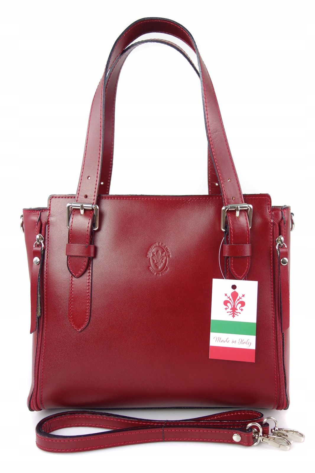 Vera Pelle Italská kožená kabelka přes rameno Bordó