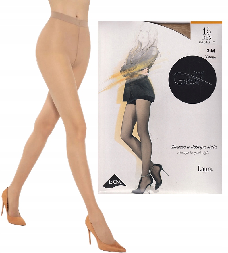 

Rajstopy klasyczne Lycra Gatta Laura 15 Den 3-M