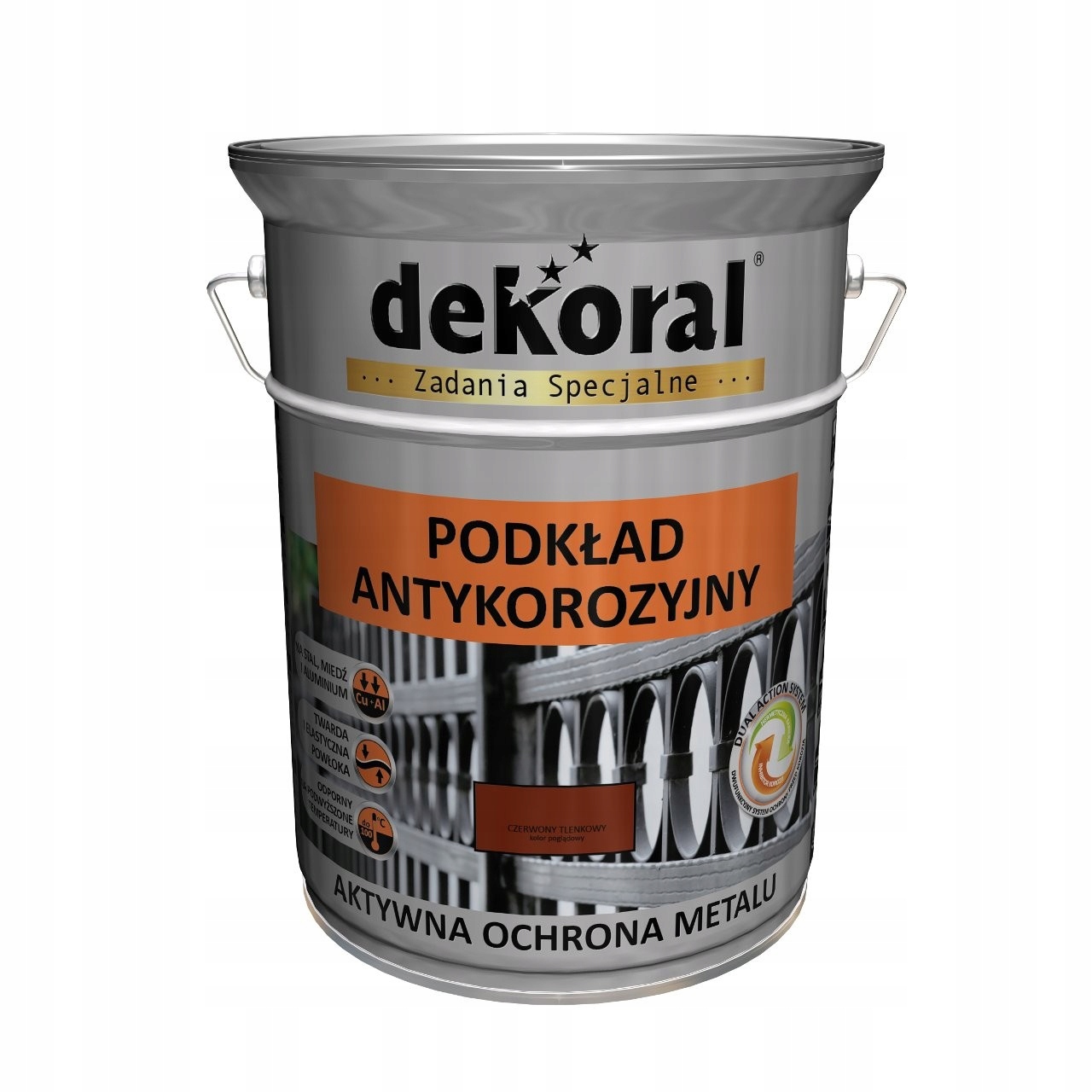 Dekoral podkład grunt antykorozyjny do metalu czerwony tlenkowy 5L