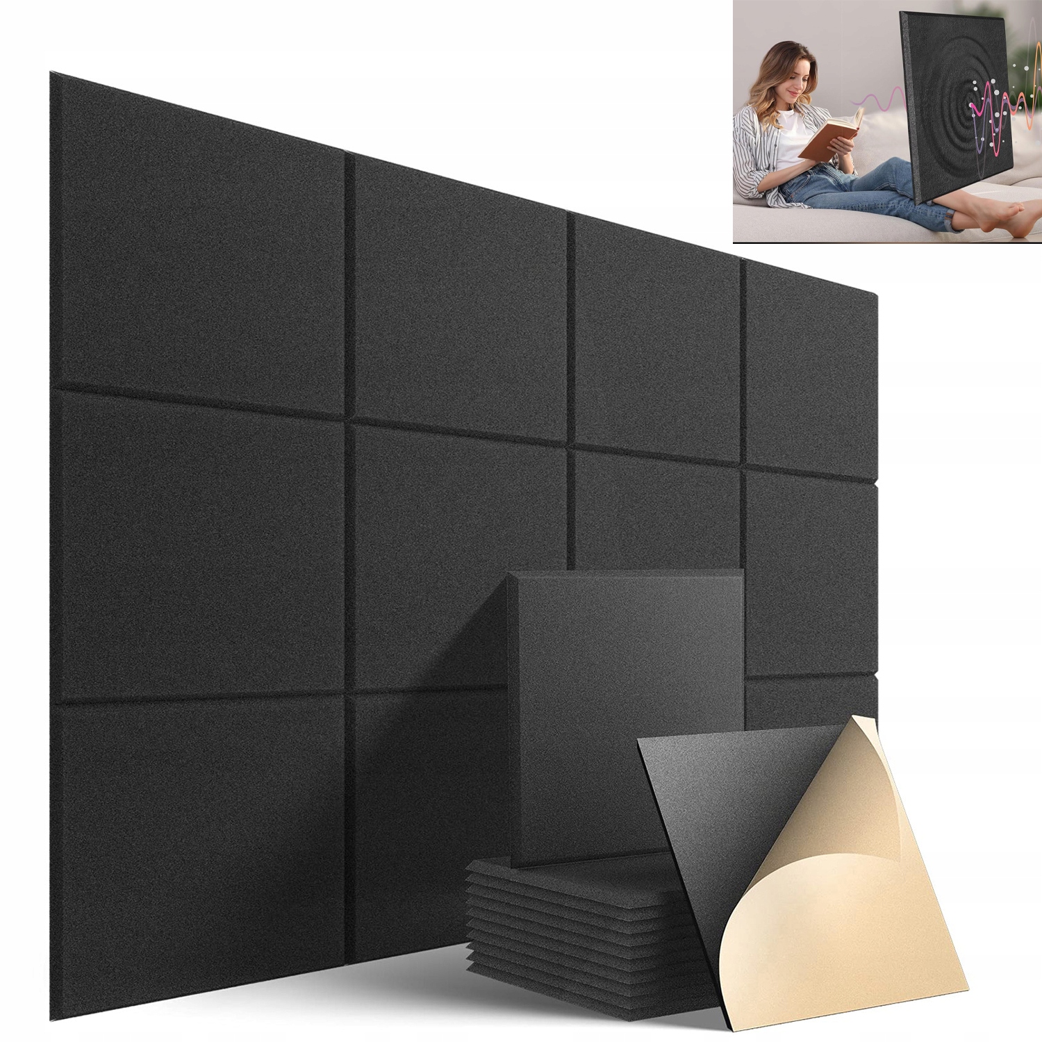 24x Akustický panel Samolepicí měkká tlumící pěna