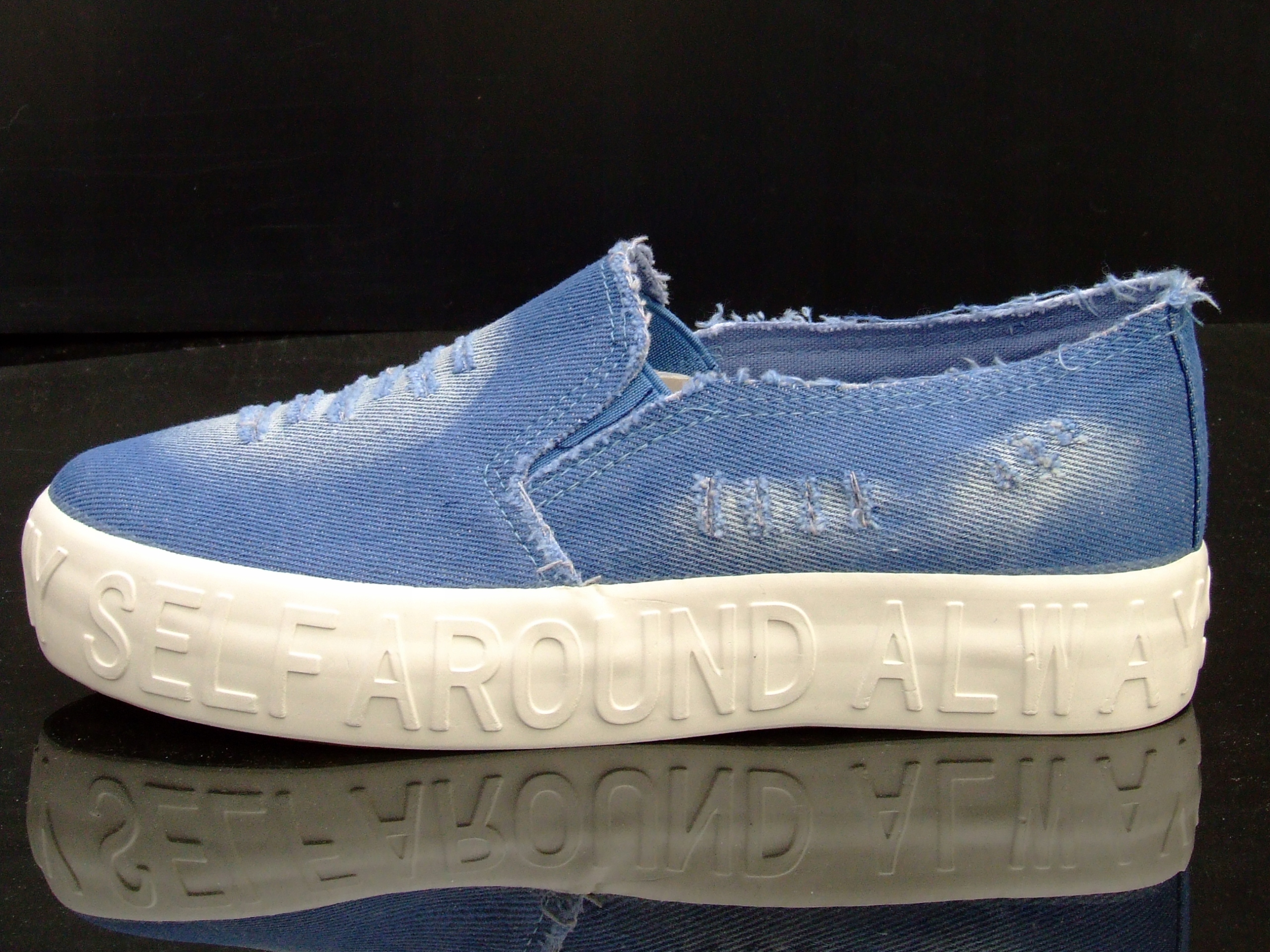 

Creepersy tenisowki trampki na platformie jeans Jn