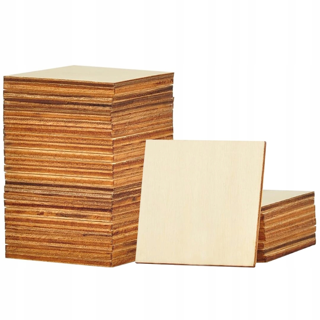 Dřevěné čtverce z překližky na ozdobení 100ks Velké čtverce 9x9cm 4mm