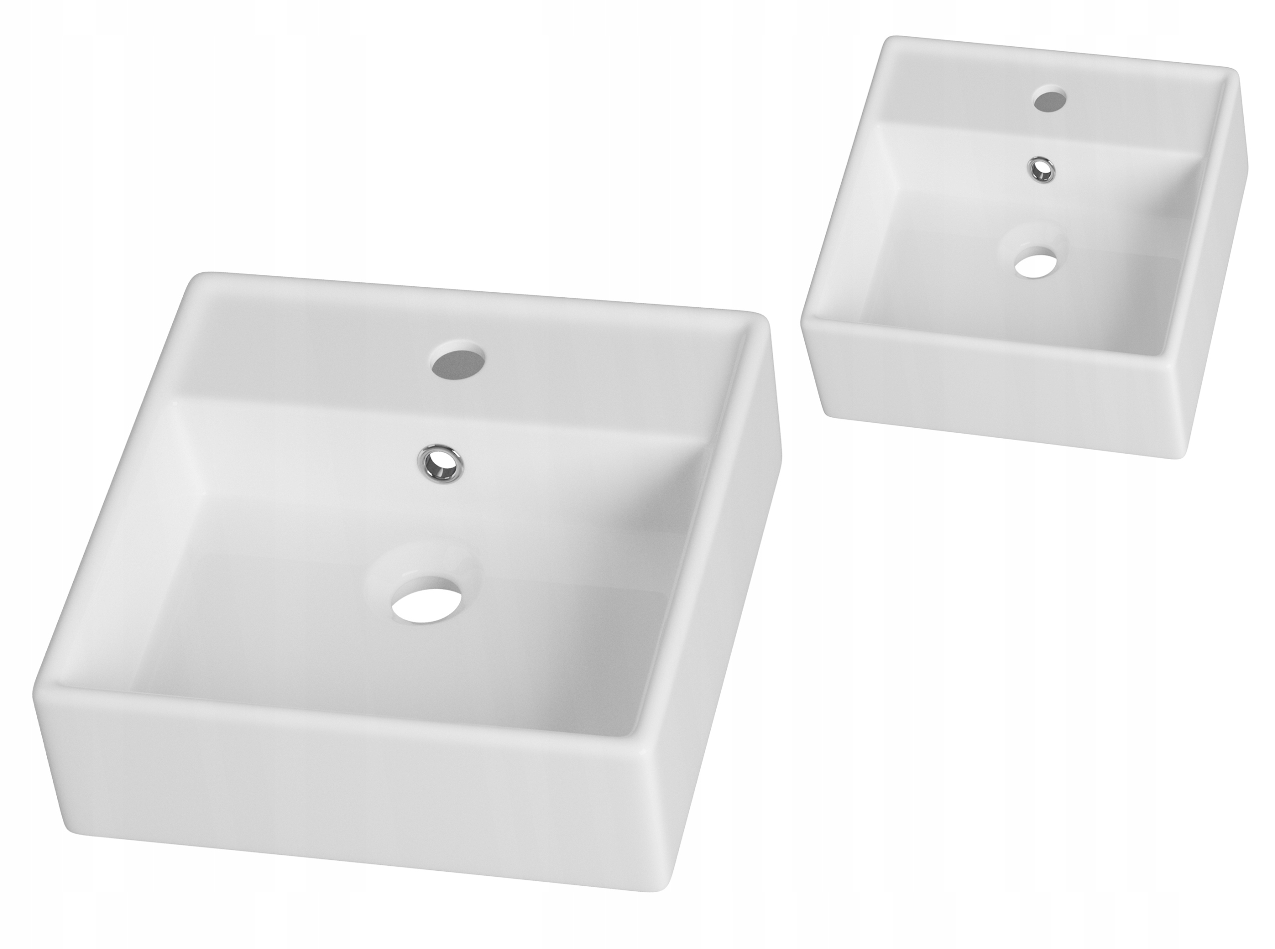 Čtvercová Umyvadlová Deska Mona Bílá Keramická Koupelnová S Přepadem