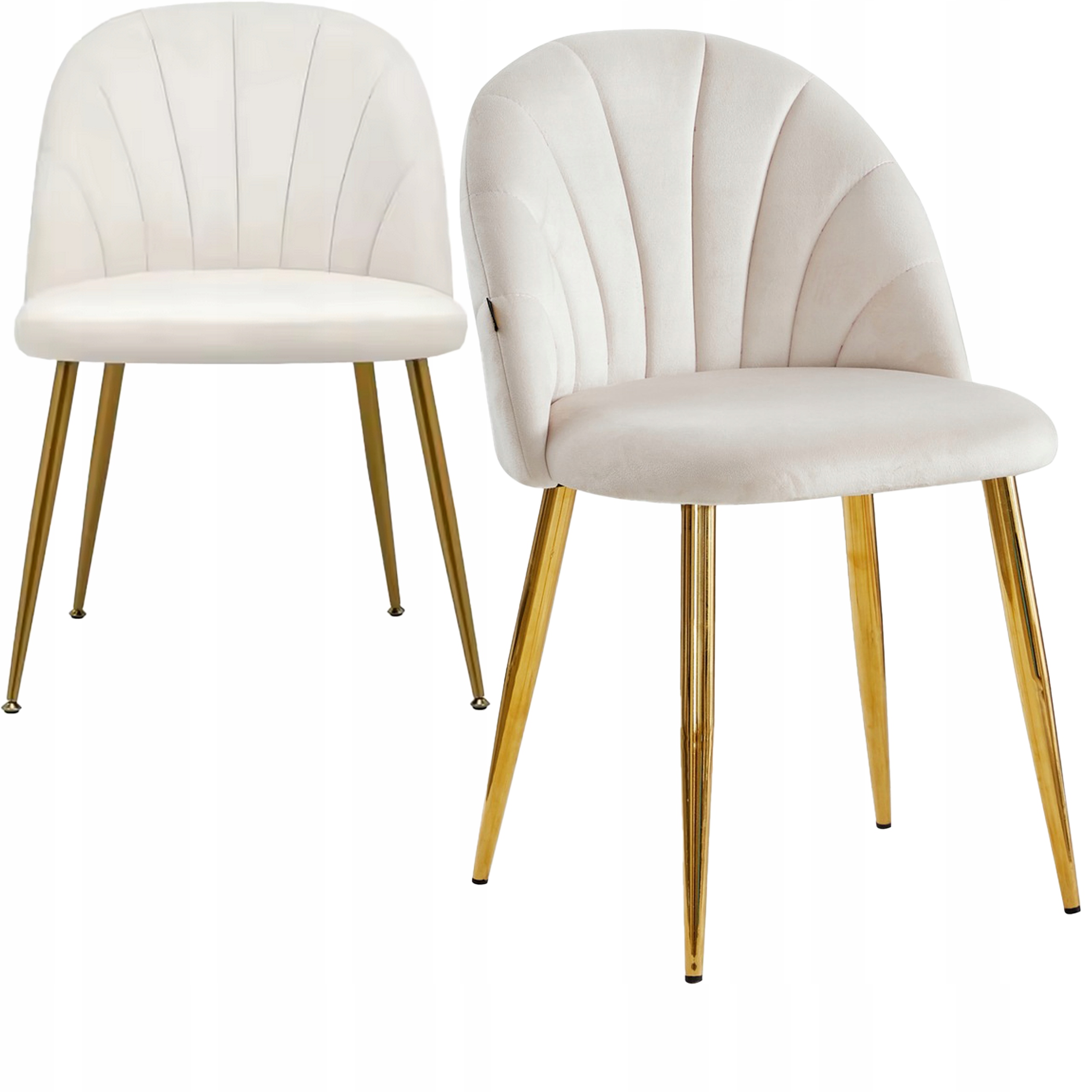 Stolička Do Kuchyne, Obývačky, Jedálne, Čalúnená Velúrovými Krémovými Zlatými Nohami