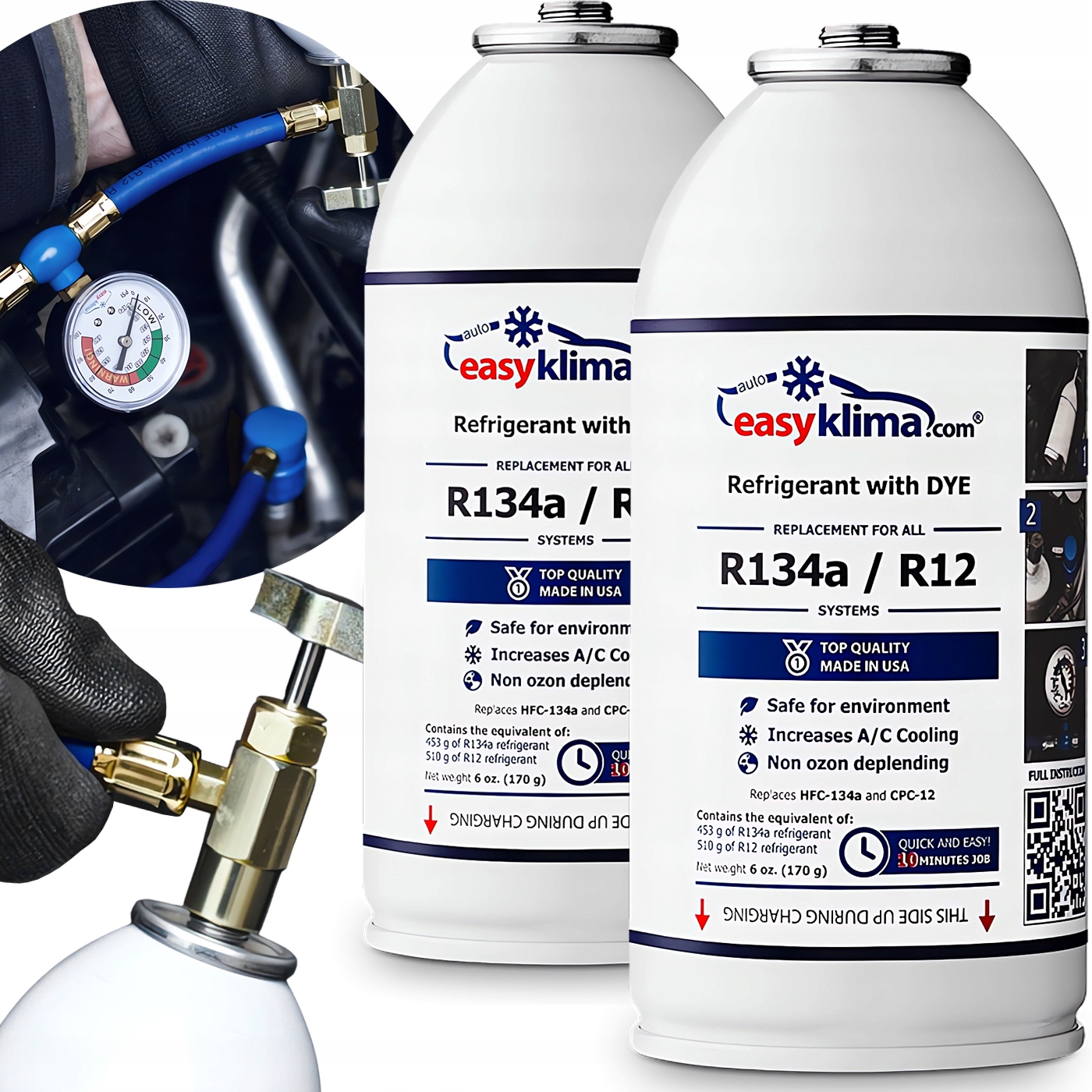 2x Plyn pro plnění klimatizace v autě R134A Chladicí činidlo Sada