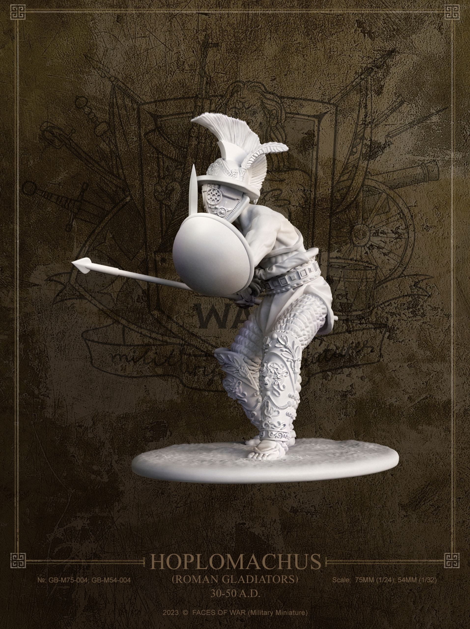 Figurka Gladiátora Hoplomachus Miniatura (54mm) Tváře války