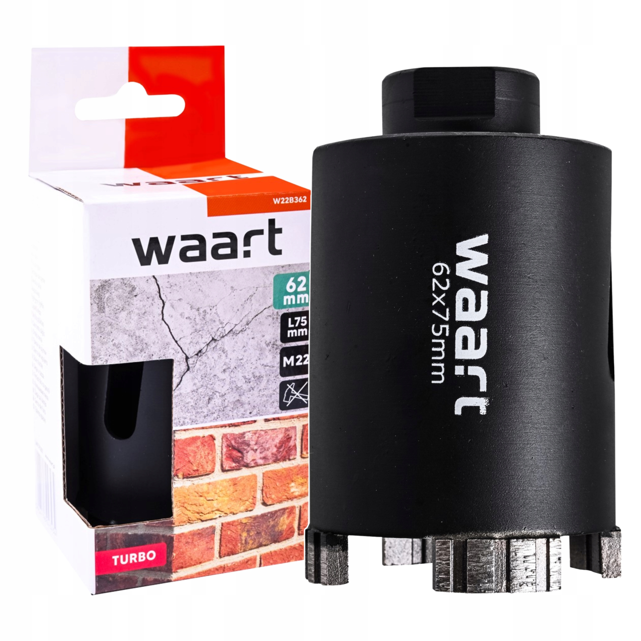 Otwornica Do Betonu Diamentowa 62 mm Koronka Frez Segmentowa 62x75 mm M22