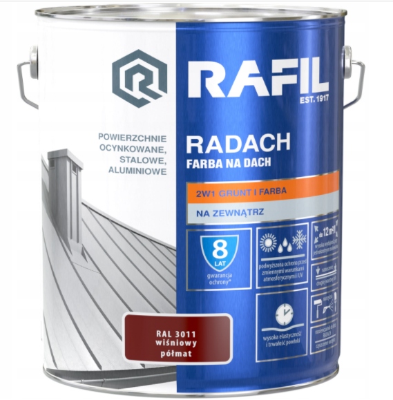 RAFIL RADACH FARBA NA DACH WIŚNIOWY RAL 3011 10L Kod producenta 1efdvcx
