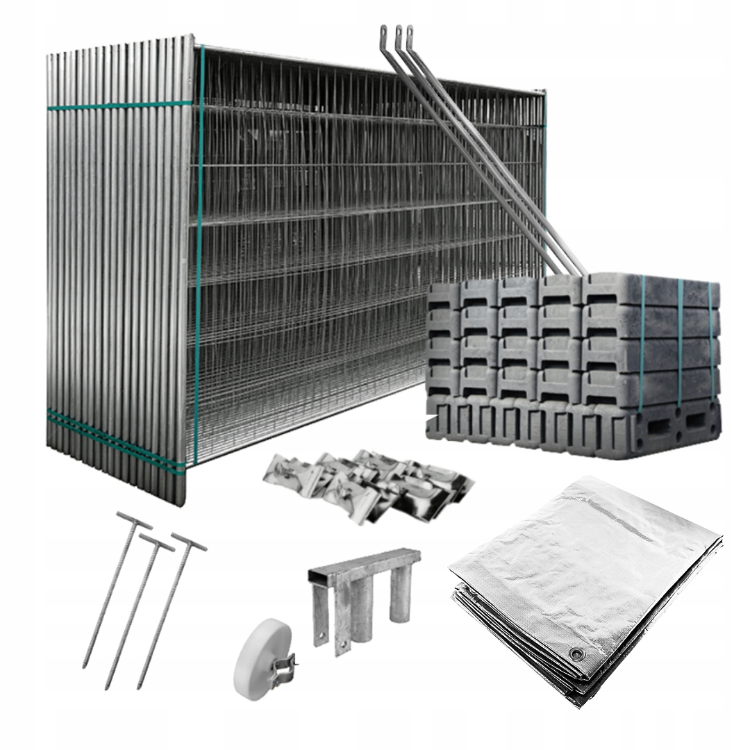 Ogrodzenie Tymczasowe 122,5mb Panel Ażurowy 3,50x2,00m +Stopa PCV lekka