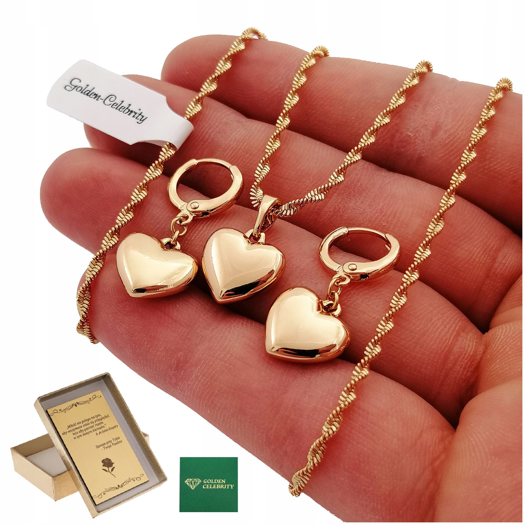 

Na Dzień Mamy Złoty Naszyjnik+kolczyki 18K