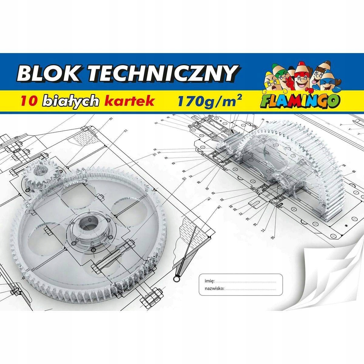 

Blok techniczny Flamingo A4 biały papier 170g 10k